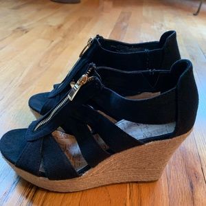 Merona Meredith Black Zipper Wedges